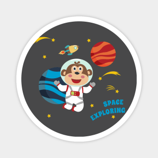 Spacemonkey or astronaut in a space suit with cartoon style Magnet